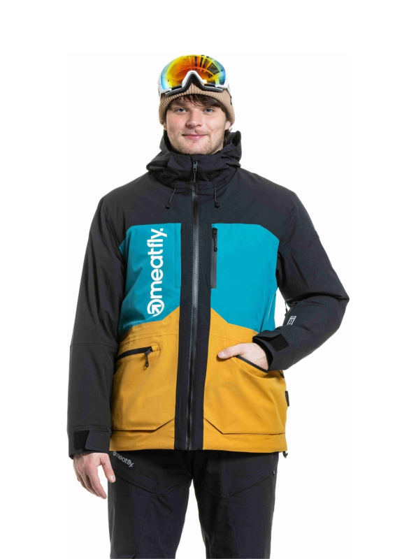 Meatfly pánská SNB & SKI bunda Manifold Black / Chai Tea | Černá | Velikost XXL