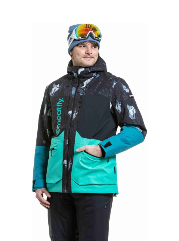 Meatfly pánská SNB & SKI bunda Manifold Deep Lake | Černá | Velikost XXL