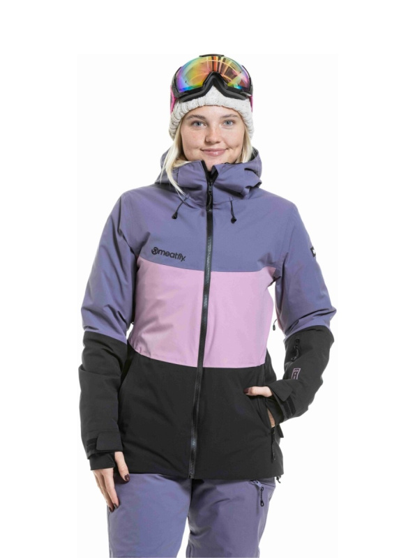 Meatfly dámská SNB & SKI bunda Kirsten Black / Purple Light | Černá | Velikost XL