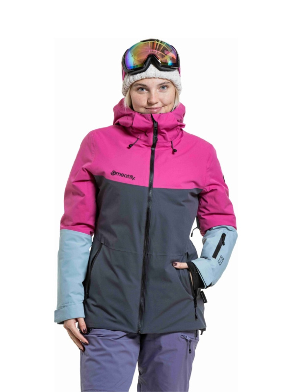 Meatfly dámská SNB & SKI bunda Kirsten Grey Dark / Pink | Šedá | Velikost XL