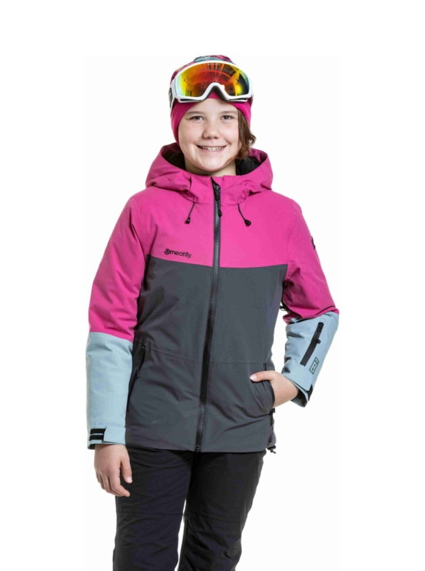 Meatfly dětská SNB & SKI bunda Deliah Grey Dark / Pink | Šedá | Velikost 158