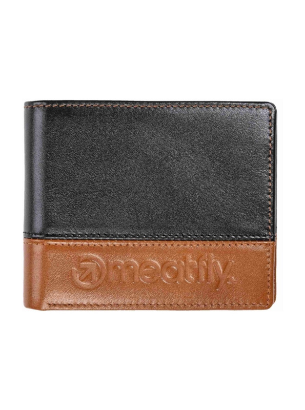 Meatfly kožená peněženka Eddie Premium Black / Oak | Černá | Velikost One Size