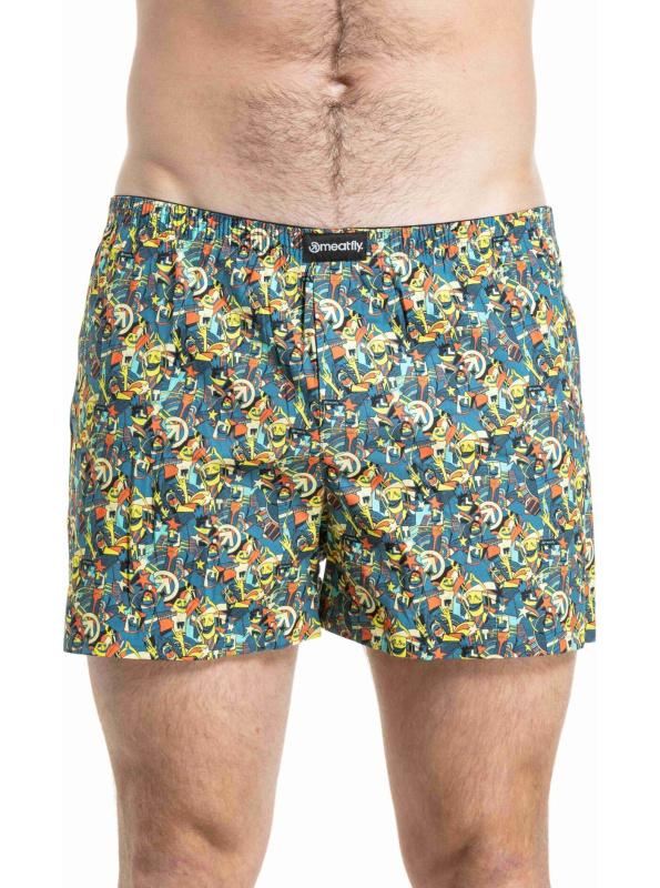 Meatfly pánské trenýrky Agostino Blue Partyboi / Cityboi Double Pack | Mnohobarevná | Velikost M