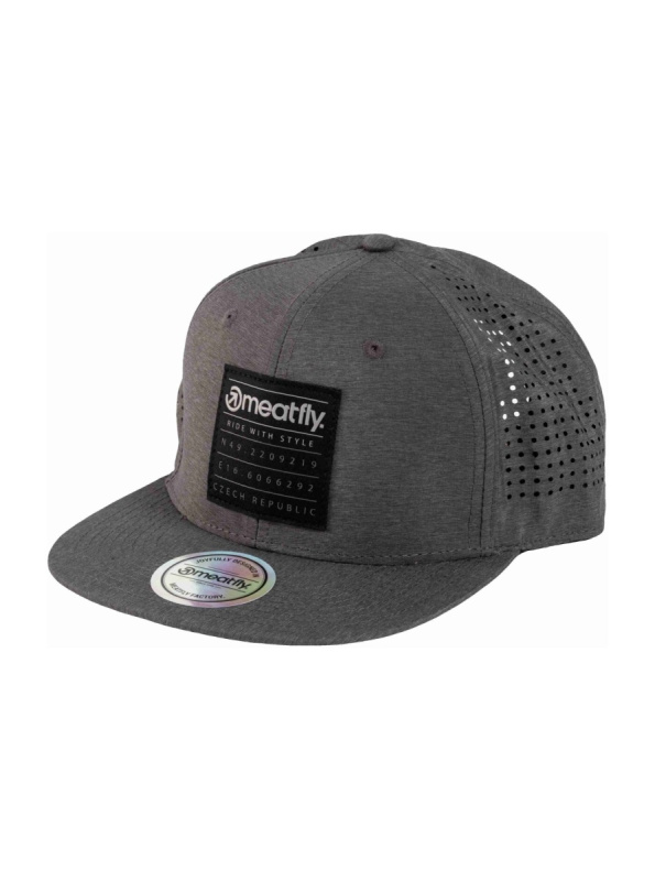 Meatfly kšiltovka Nylan Perfor Snapback Grey Square | Šedá | Velikost One Size