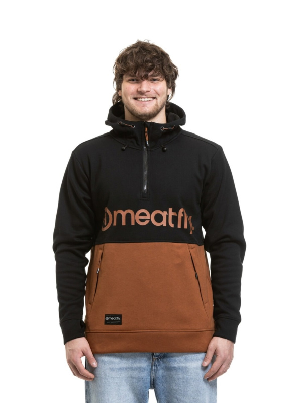 Meatfly pánská technická mikina Tason Black / Brown Sugar | Černá | Velikost XXL