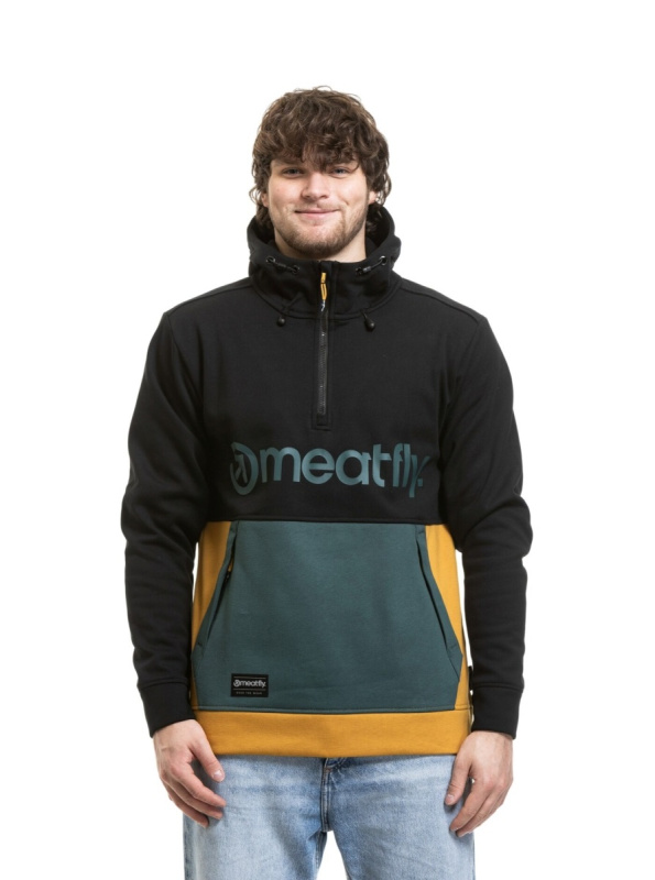 Meatfly pánská technická mikina Tason Black / Chai Tea | Černá | Velikost M