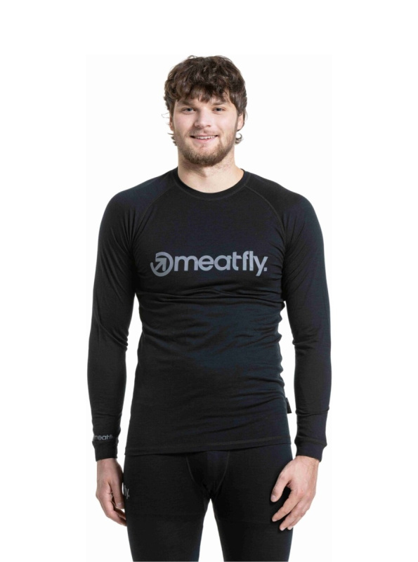 Meatfly pánské merino tričko Bernie Black | Černá | Velikost XL