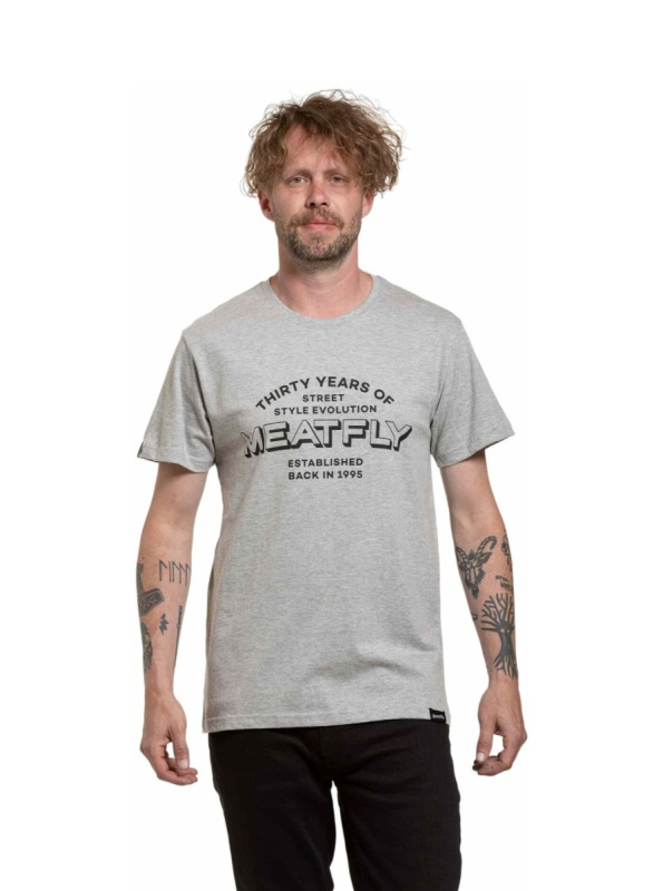 Meatfly pánské tričko Yvans Written Patch Grey | Šedá | Velikost XXL