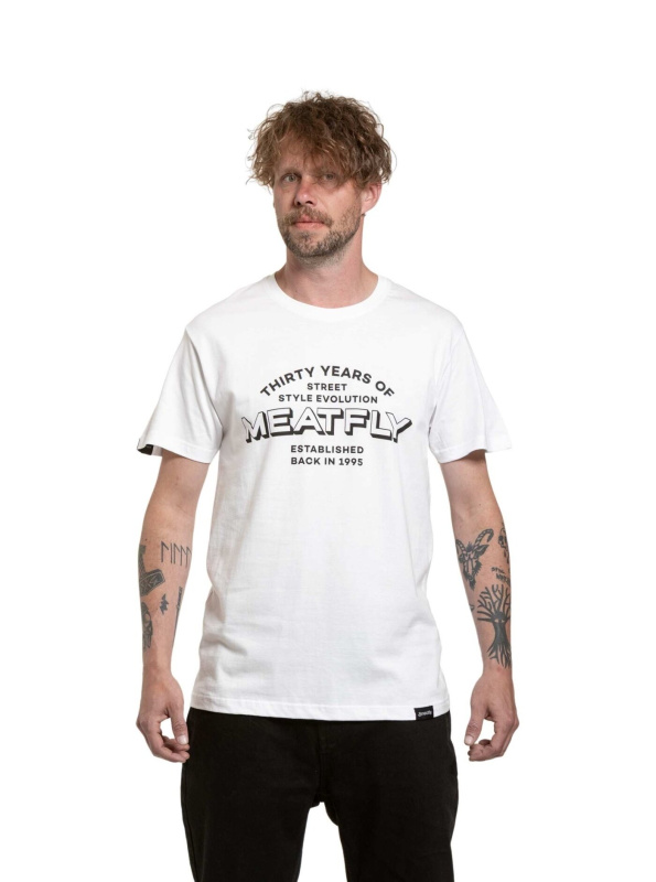 Meatfly pánské tričko Yvans Written Patch White | Bílá | Velikost M