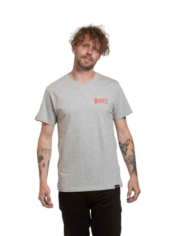 Meatfly pánské tričko Yvans Round Globus Patch Grey | Šedá | Velikost XXXL