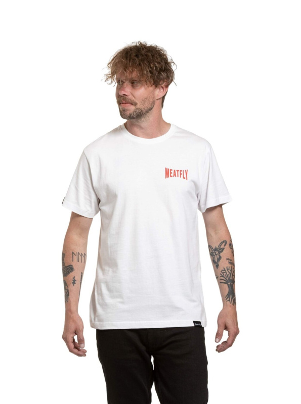 Meatfly pánské tričko Yvans Round Globus Patch White | Bílá | Velikost S