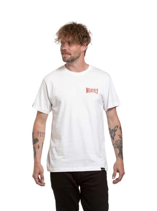 Meatfly pánské tričko Yvans Round Globus Patch White | Bílá | Velikost M