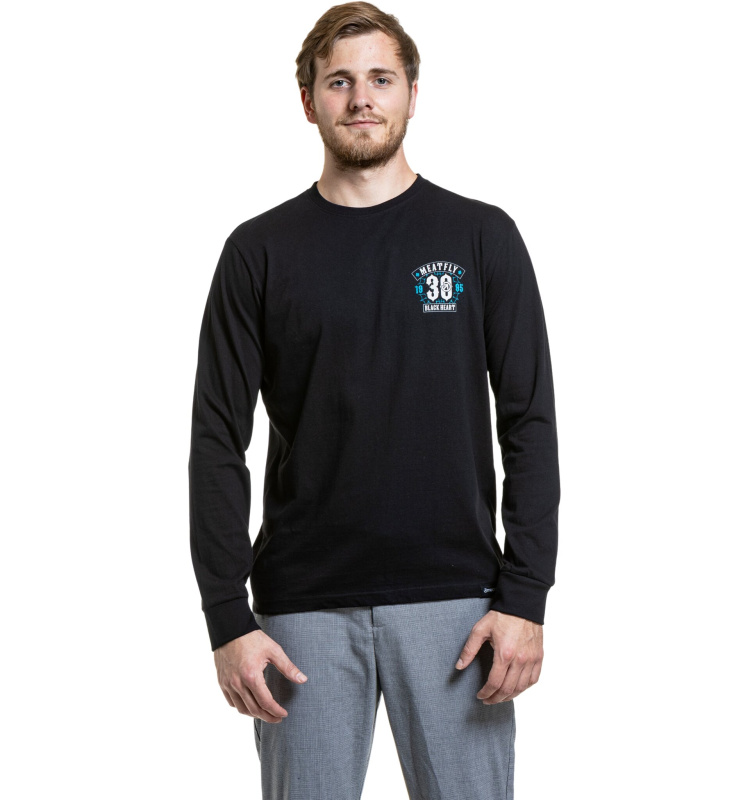 Meatfly pánské tričko s dlouhým rukávem Blackheart Skull Black | Černá | Velikost XXXL | 100% bavlna