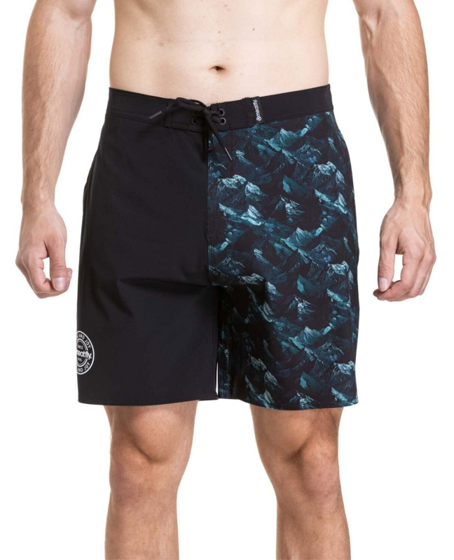 Meatfly pánské plavky Ernie Boardshorts 19" Green Mountains / Quiet Gray | Černá | Velikost L