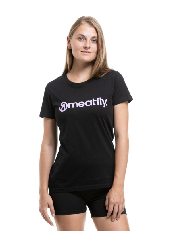 Dámské tričko meatfly mf logo černá/fialová m