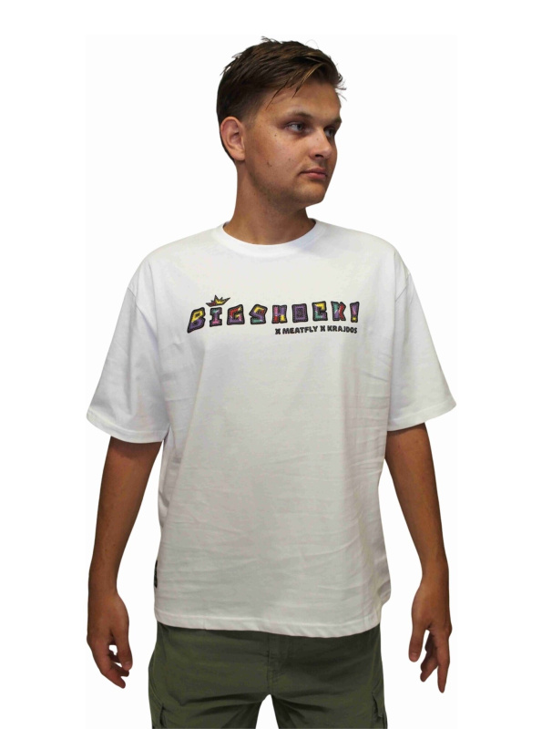 Meatfly unisex tričko Big Shock Krajdos White | Bílá | Velikost L/XL | 100% bavlna