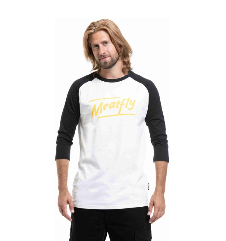 Pánské tričko meatfly kennedy raglan bílá/černá xl