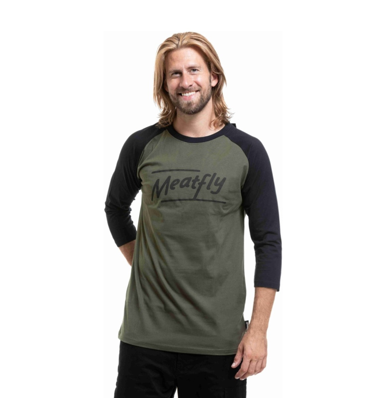 Pánské tričko meatfly kennedy raglan khaki/černá xl