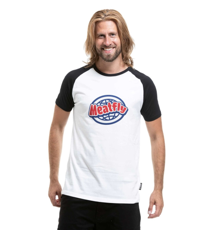Pánské tričko meatfly ozzy raglan bílá/černá s