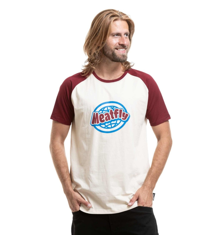 Pánské tričko meatfly ozzy raglan bílá/červená l