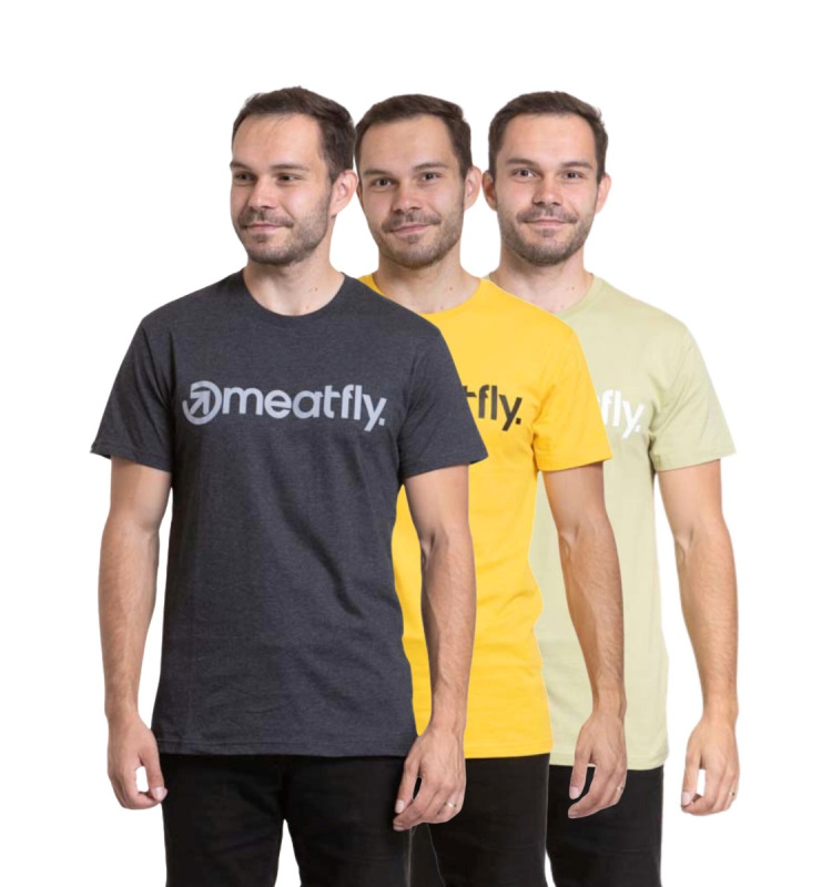 Balení pánských triček meatfly mf logo multipack šedá, žlutá, světle zelená l