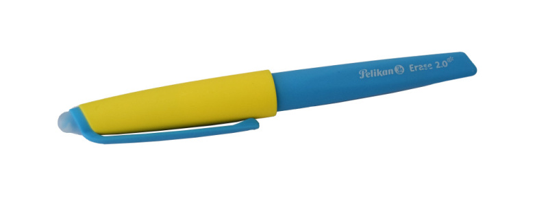 Pelikan Gumovací pero ergonomické, 0,7 mm, žluto-modré, 1 ks + 2 náplně
