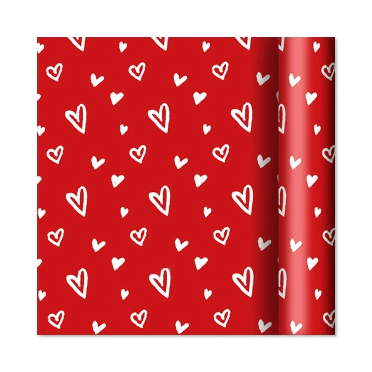 Dárkový papír s motivem srdíček, role 2 m × 70 cm