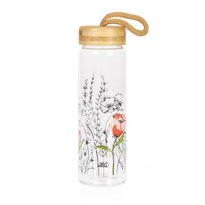 Albi Skleněná láhev s bambusovým víčkem Květinky 500 ml