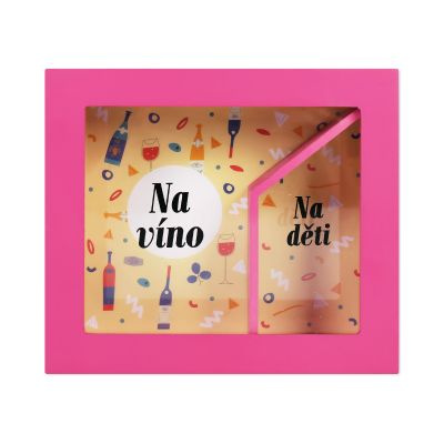 Albi Pokladnička v rámečku Duo Na děti a na víno 16 x 5,5 x 4 cm