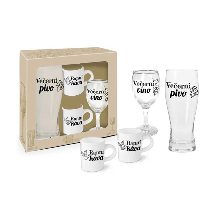 Albi Rodinná sada - sklenice na víno 220 ml + půllitr 500 ml + hrnek 2 x 100 ml, dárková sada