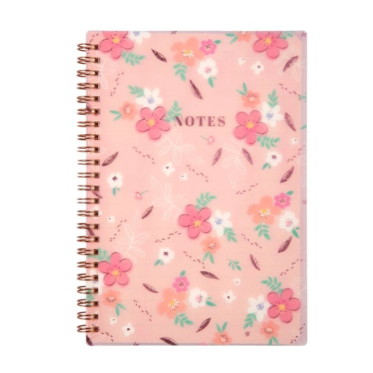 Růžový blok s květinami A5 Albi