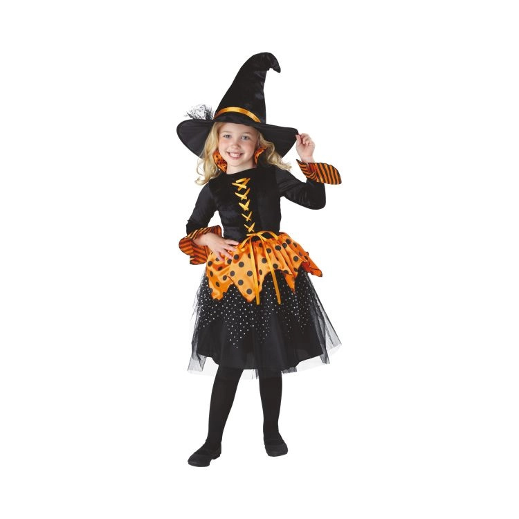 Kostým dětský Čarodějka oranžovo-černá vel. 7-9 let Albi