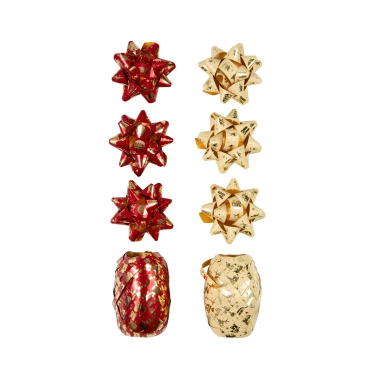 Set kokard a stuh - Zlato-červený s potiskem Albi