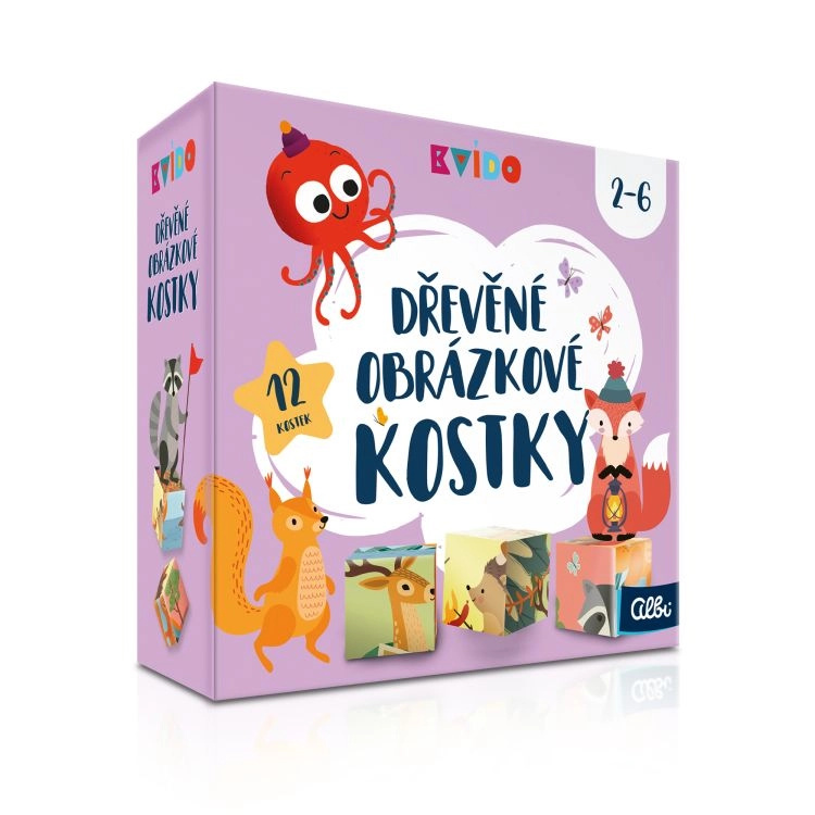 Dřevěné obrázkové kostky - Kvído Albi