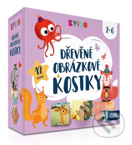 Dřevěné obrázkové kostky - Kvído Albi