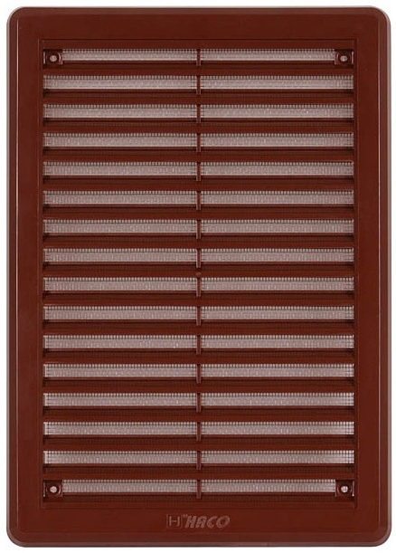 Mřížka větrací se sítí a krytkou HACO VM K 175×250 mm hnědá