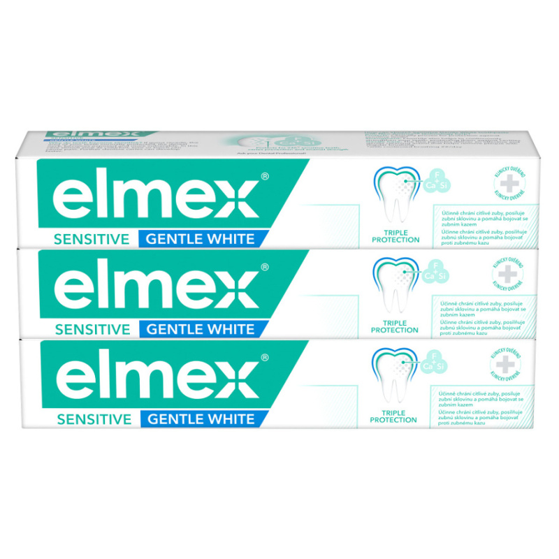 Elmex Sensitive Protection Gentle White pasta pro přirozeně bílé zuby 3x75 ml