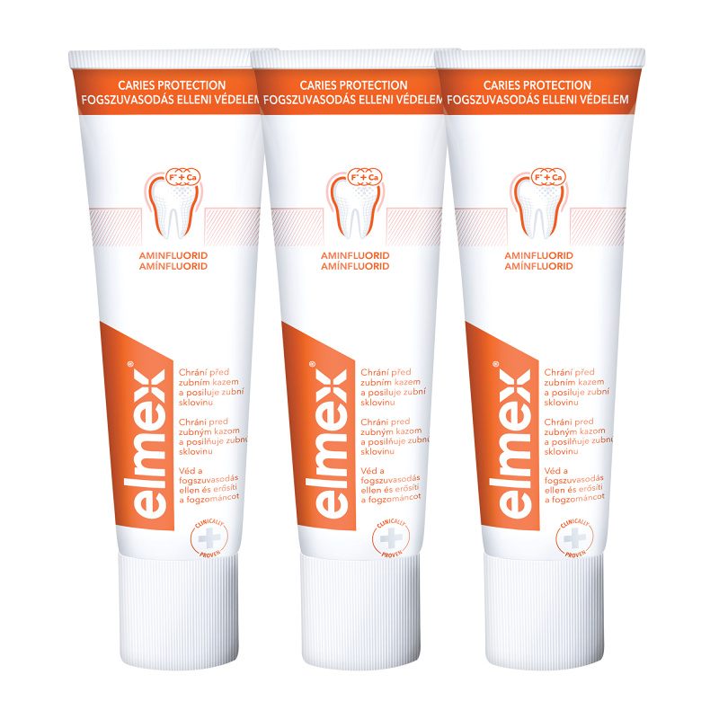 Elmex Caries Protection zubní pasta chránící před zubním kazem s fluoridem 3x75 ml
