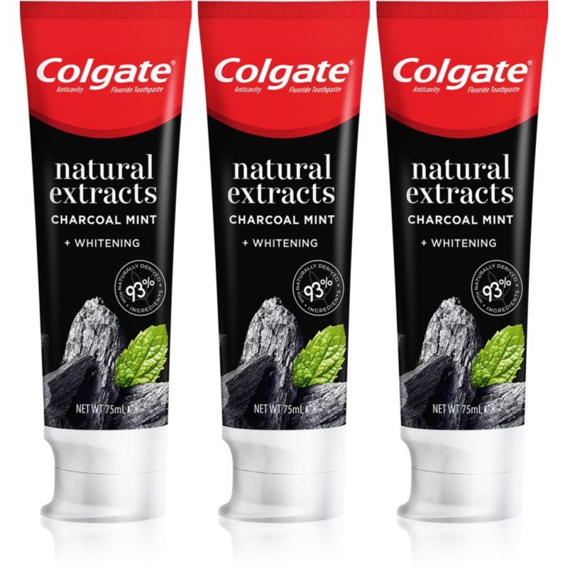 Colgate Natural Extracts Charcoal + White bělicí zubní pasta s aktivním uhlím 3 x 75 ml