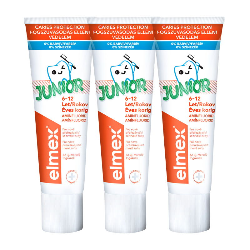Elmex Junior 6-12 Years zubní pasta pro děti 3x75 ml