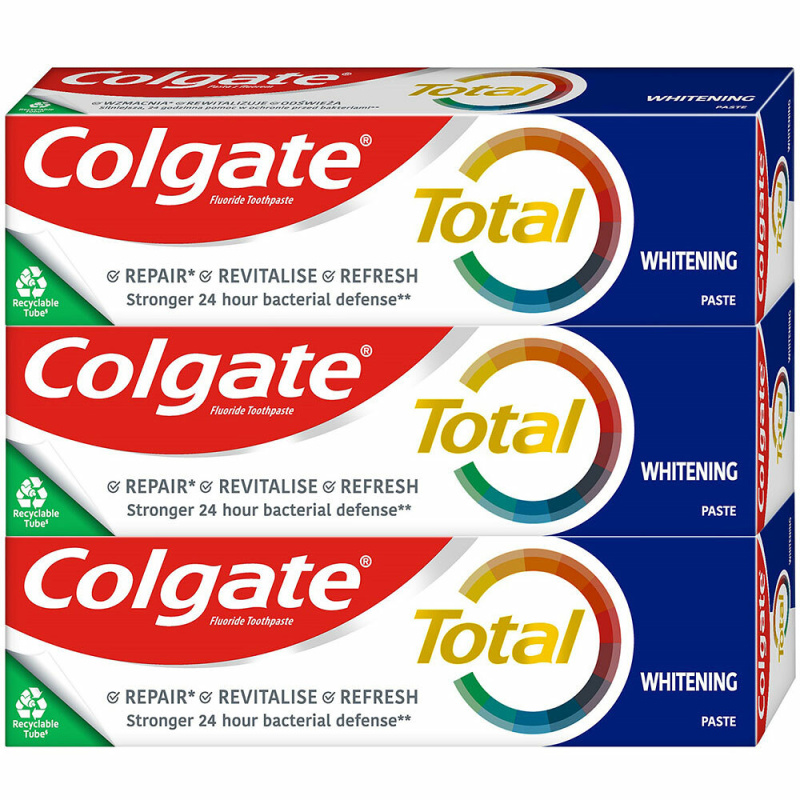 Colgate Total Active Prevention Whitening bělicí zubní pasta 3x75 ml