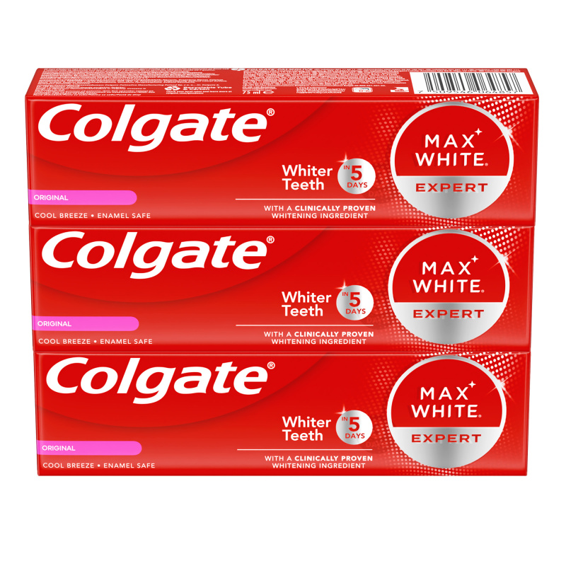 Colgate Max White Expert Original bělicí zubní pasta 3x75 ml