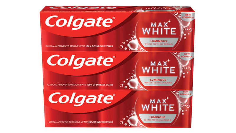 Colgate Max White Luminous zubní pasta pro zářivě bílé zuby 3 x 75 ml