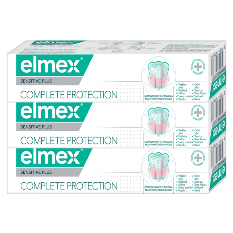 Elmex Sensitive Plus Complete Protection posilující zubní pasta 3x75 ml