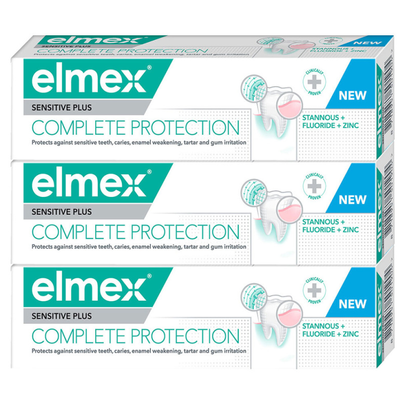 Elmex Sensitive Plus Complete Protection posilující zubní pasta 3x75 ml