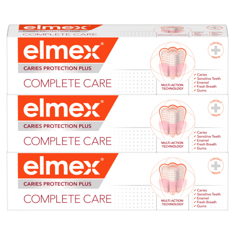 Elmex Caries Protection Complete Care osvěžující zubní pasta pro kompletní ochranu zubů 3x75 ml