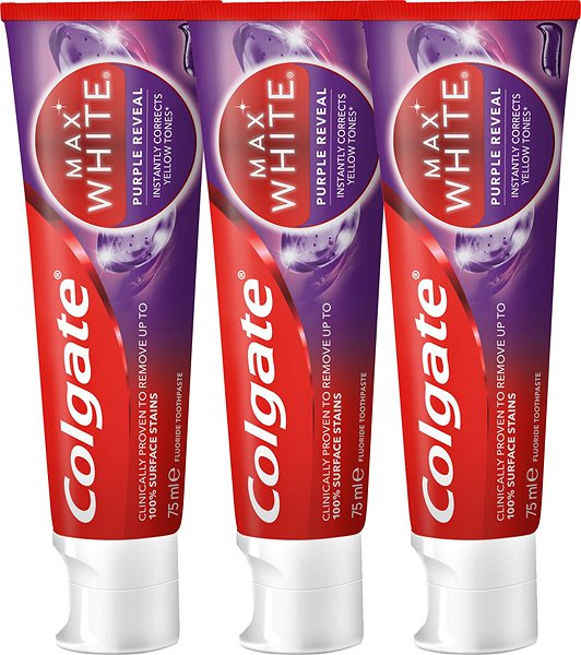 Colgate Max White Purple Reveal osvěžující zubní pasta 3x75 ml