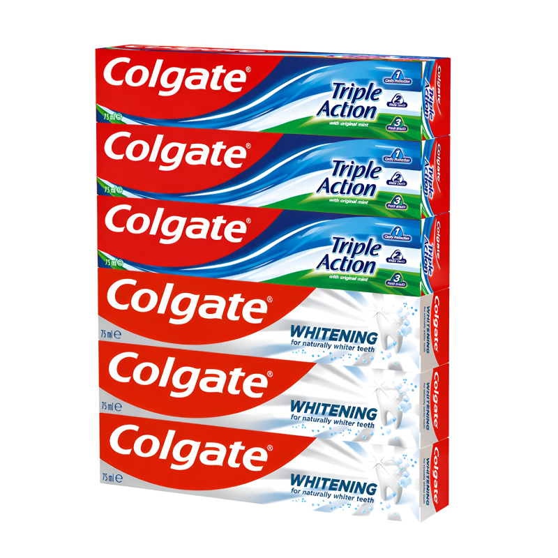 Colgate Zubní pasta Whitening & Triple Action 6 x 75 ml