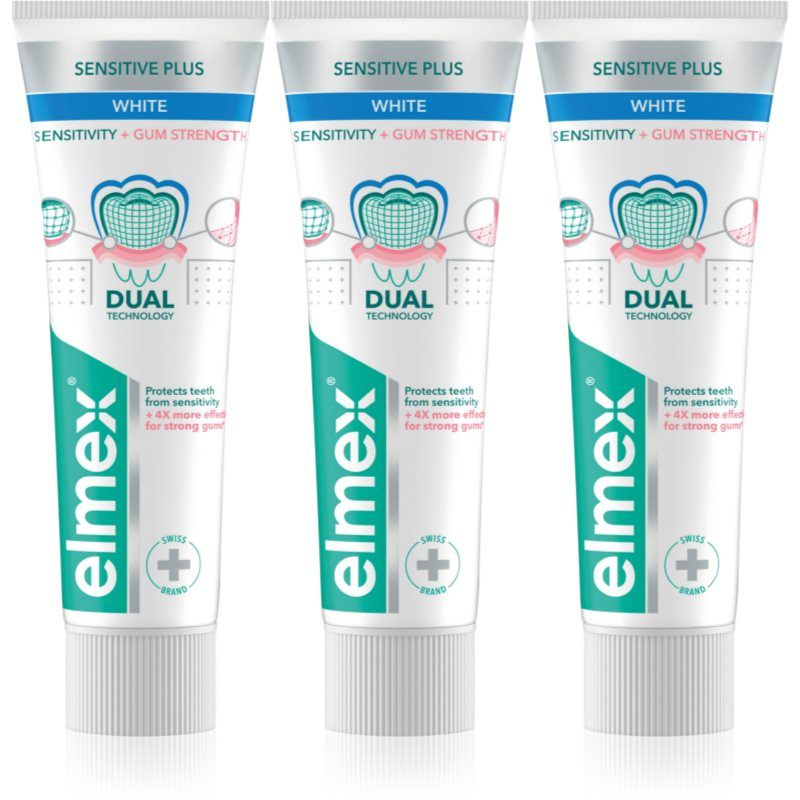 Elmex Sensitivity + Gum Strenght Whitening zubní pasta pro citlivé zuby 3x75 ml