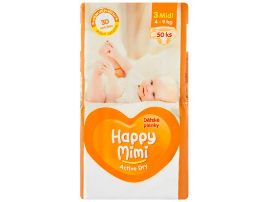 HappyMimi dět.pl.Act.Dry Midi (50ks/fol)